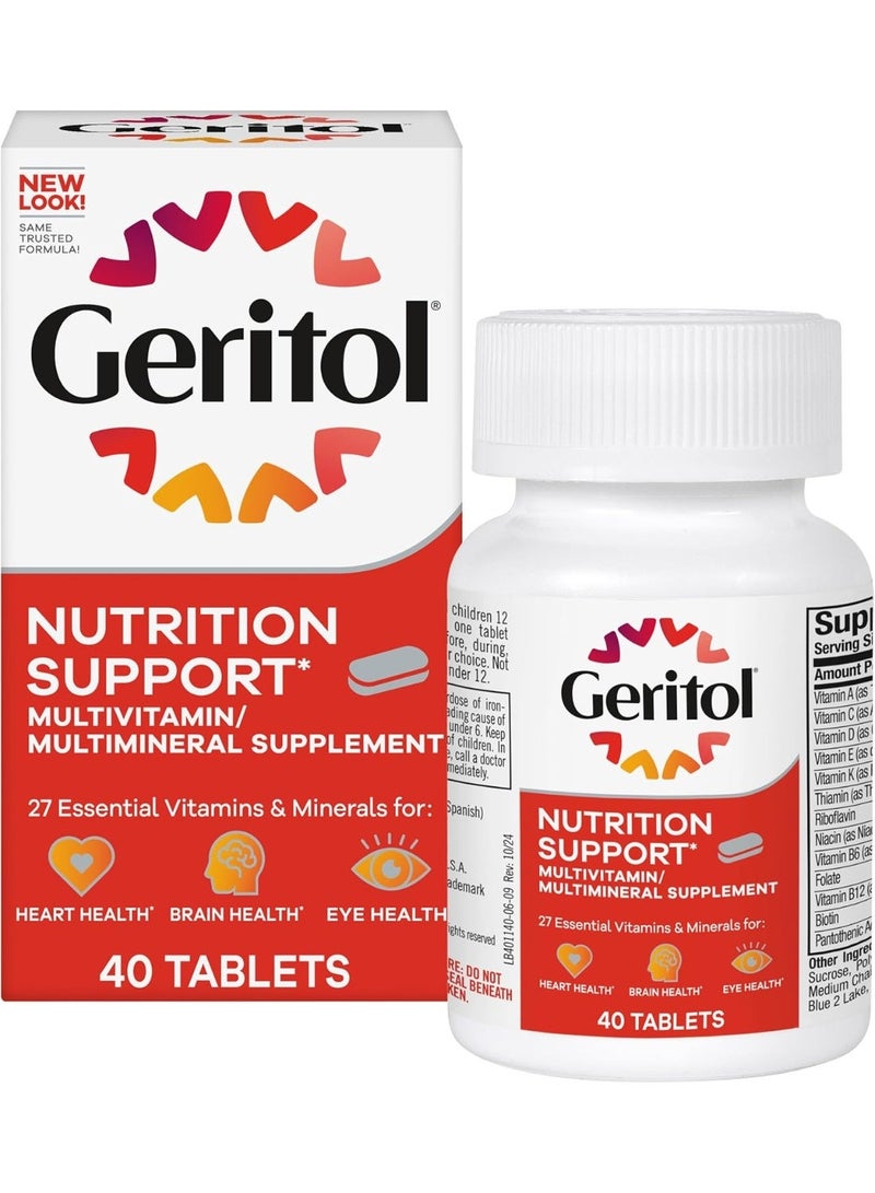 Geritol , Multivitamin Supplement, Contains B-Vitamins, Antioxidants, Vitamins C, E & D and Iron, 26 Essential Vitamins and Minerals, Gluten-Free, Non-GMO, No Artificial Sweeteners, 40 Tablets - Image 1
